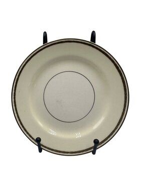Homer Laughlin Eggshell Georgian Plates Ivory Gold & Black Band Vintage USA 6.5